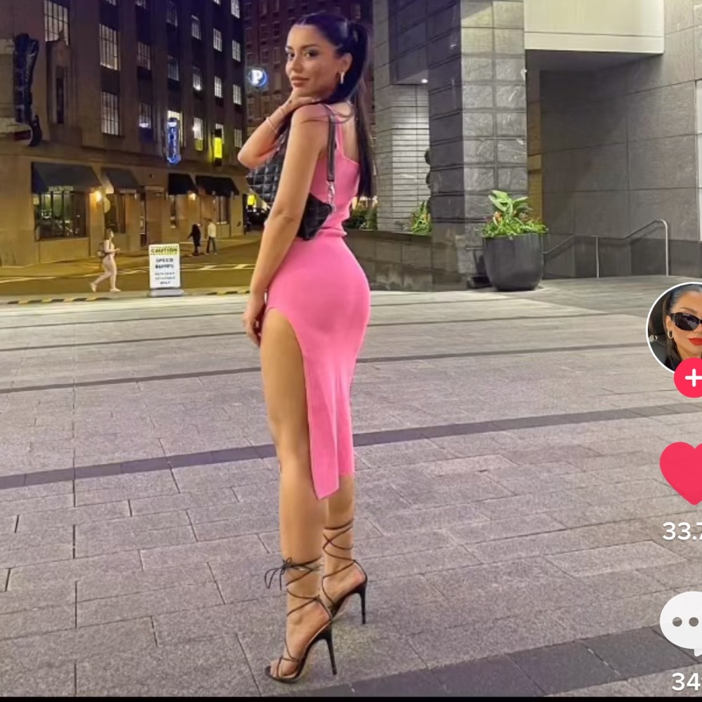 Pink midi dress